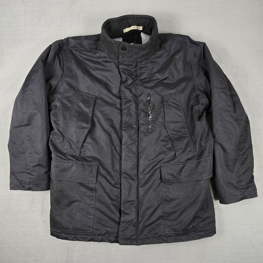 VICTORINOX Tactical Chore Jacket Mens XL Black Swiss Army Wool Collar Straps M65